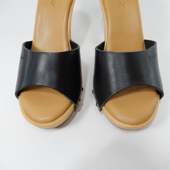 Candie's Antonella OMG Slide Platform Heels Clog SANDAL Size 7 Black Leather NEW - Picture 9 of 12